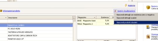 Nascondi prodotti obsoleti nello zoom prodotti