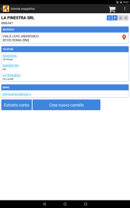 Dati anagrafici cliente con tasto per aprire un nuovo carrello