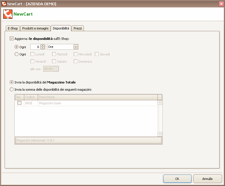 Integrazione NewCart - Disponibilità