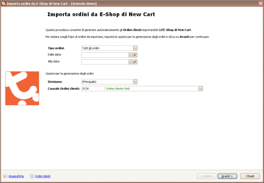 Integrazione NewCart - Importazione ordini - Passo 1