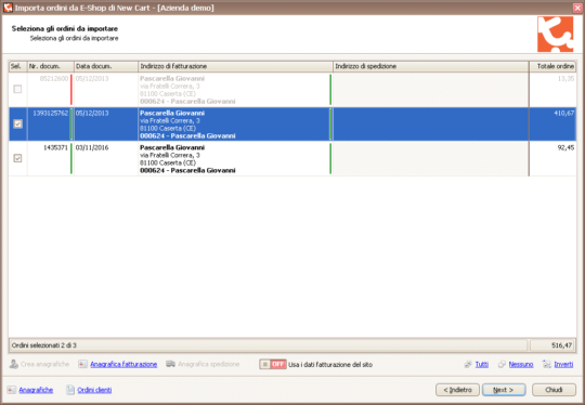 Integrazione NewCart - Importazione ordini - Passo 2