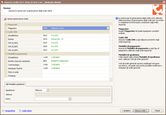 Integrazione NewCart - Importazione ordini - Passo 3