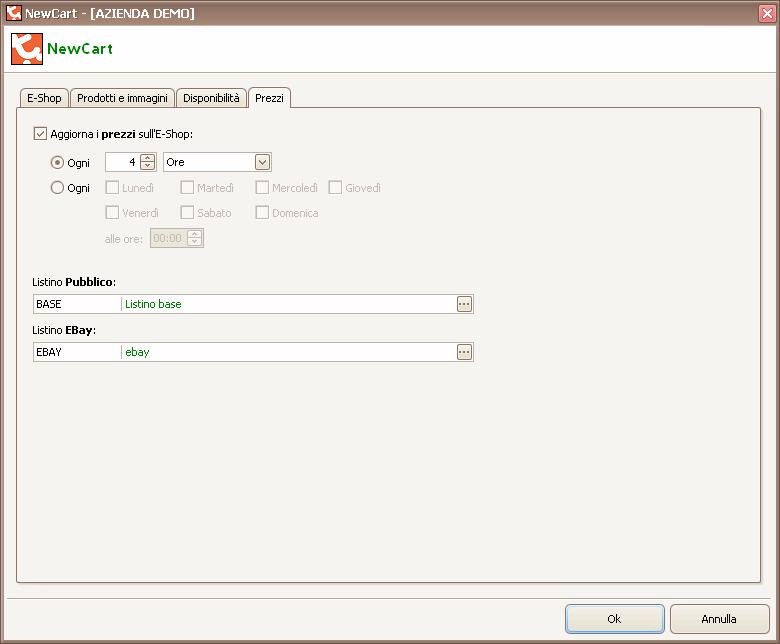 Integrazione NewCart - Prezzi