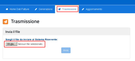 Portale Fatture e Corrispettivi - Trasmetti file
